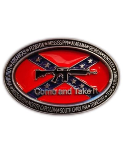 Confederate Battle Flag AR-15 Come and Take It belt buckle